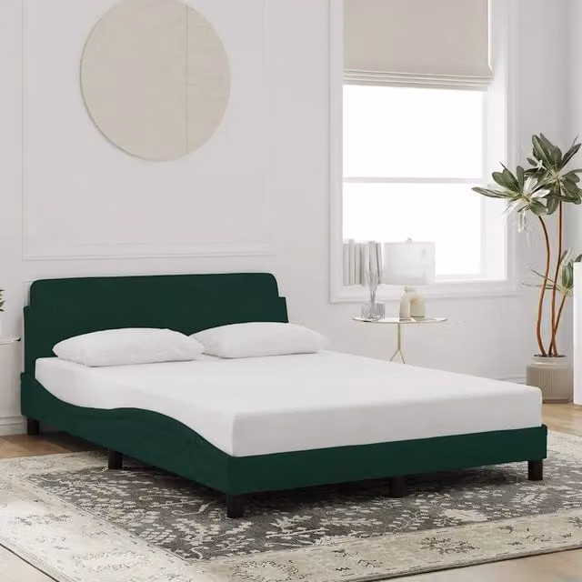 Giroletto-Struttura Letto Dover Verde Scuro 140x200 cm in Velluto