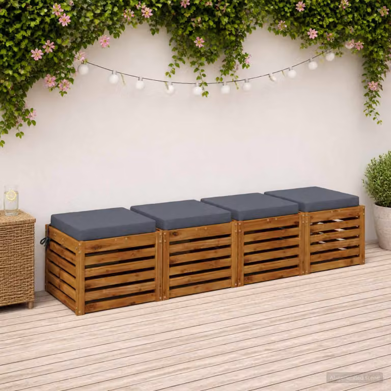 Set di 4 cuscini per sedia quadrati vidaXL in poliestere blu con fodera rimovibile e resistenza UV