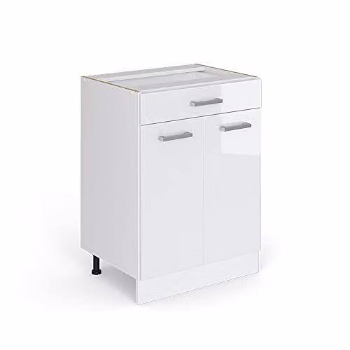 Vicco Mobiletto base per cucina R-Line, Bianco lucido, 60 cm