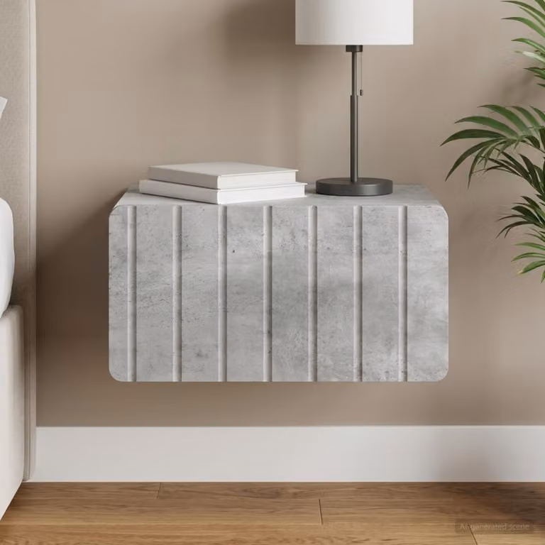 vidaXL Mobiletto da notte sospeso moderno Grigio Cemento L 49 cm x P 34,5 cm x H 24 cm