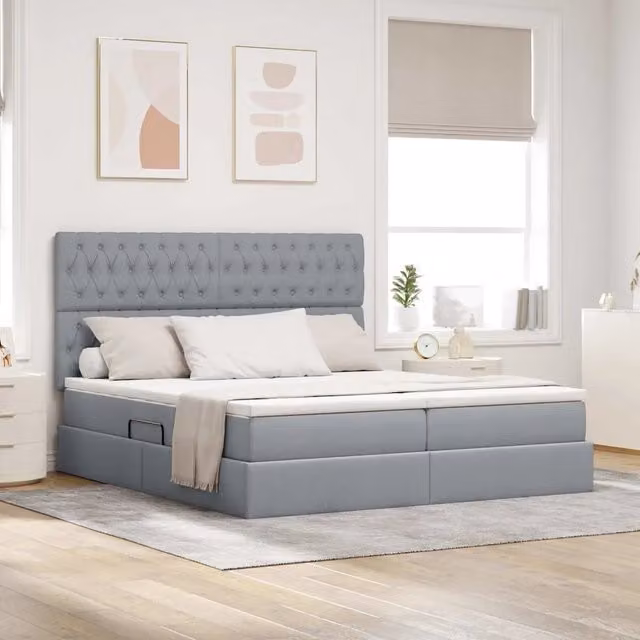 Letto con contenitore e illuminazione LED vidaXL, Grigio Chiaro, L/P/H: 180 x 200 x 204 cm – 1