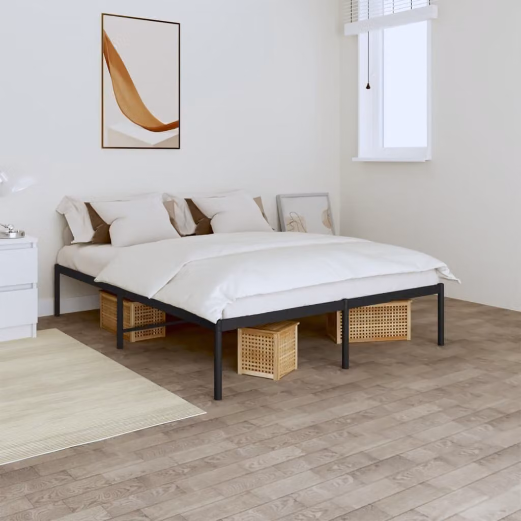 The Living Store Rete da letto in metallo nero 160x200 cm