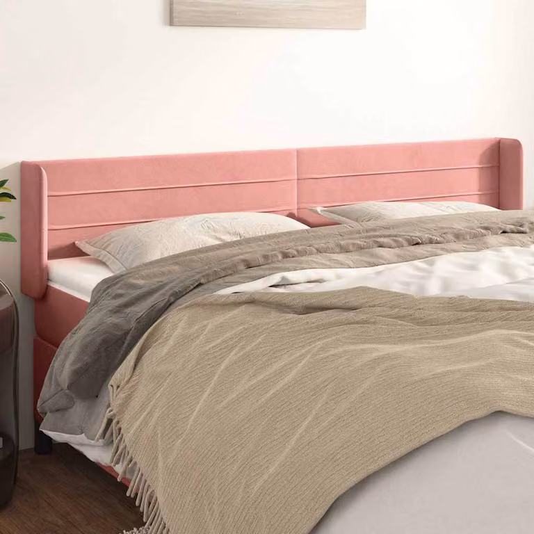Testiera ad orecchio vidaXL in velluto rosa con struttura imbottita L: 183 cm, P: 16 cm, H: 78-88 cm