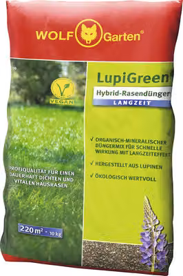 Concime per prati a lunga durata WOLF-Garten LupiGreen 10 kg / 220 m² organico-minerale