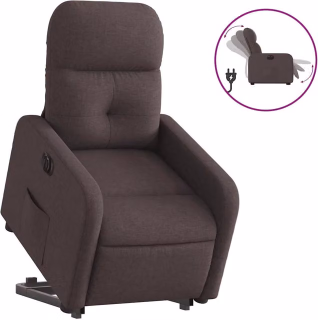 Poltrona | Sedia Relax Alzapersona Reclinante Elettrica Marrone Scuro Tessuto