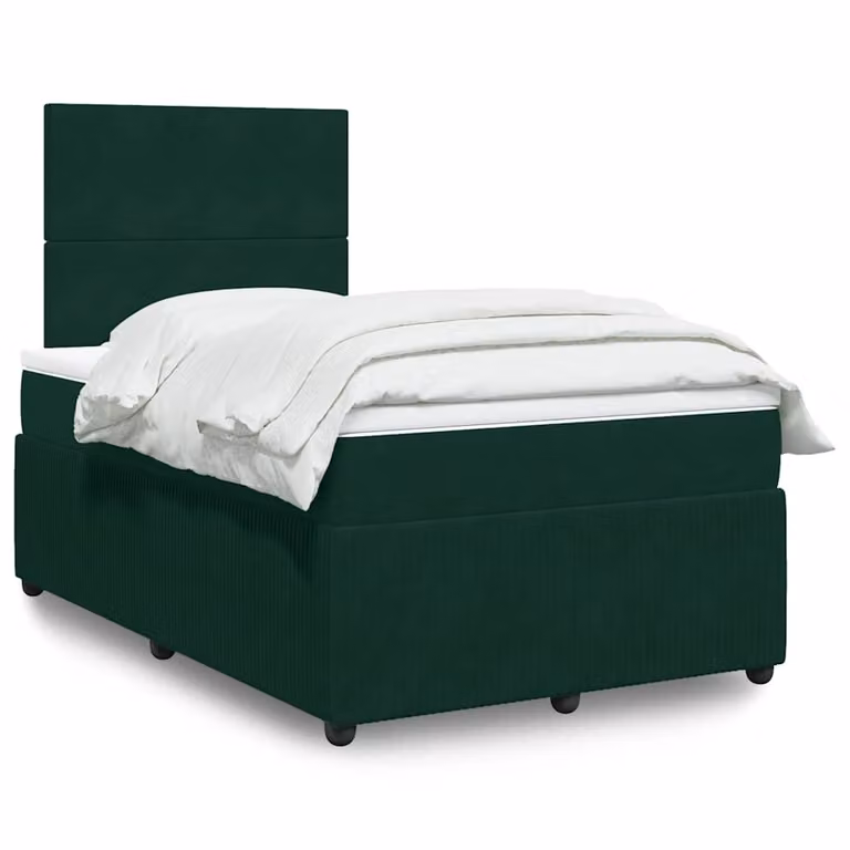 Giroletto a Molle con Materasso vidaXL in Velluto Verde e Bianco L/P/H: 120 x 200 x 150,5 cm