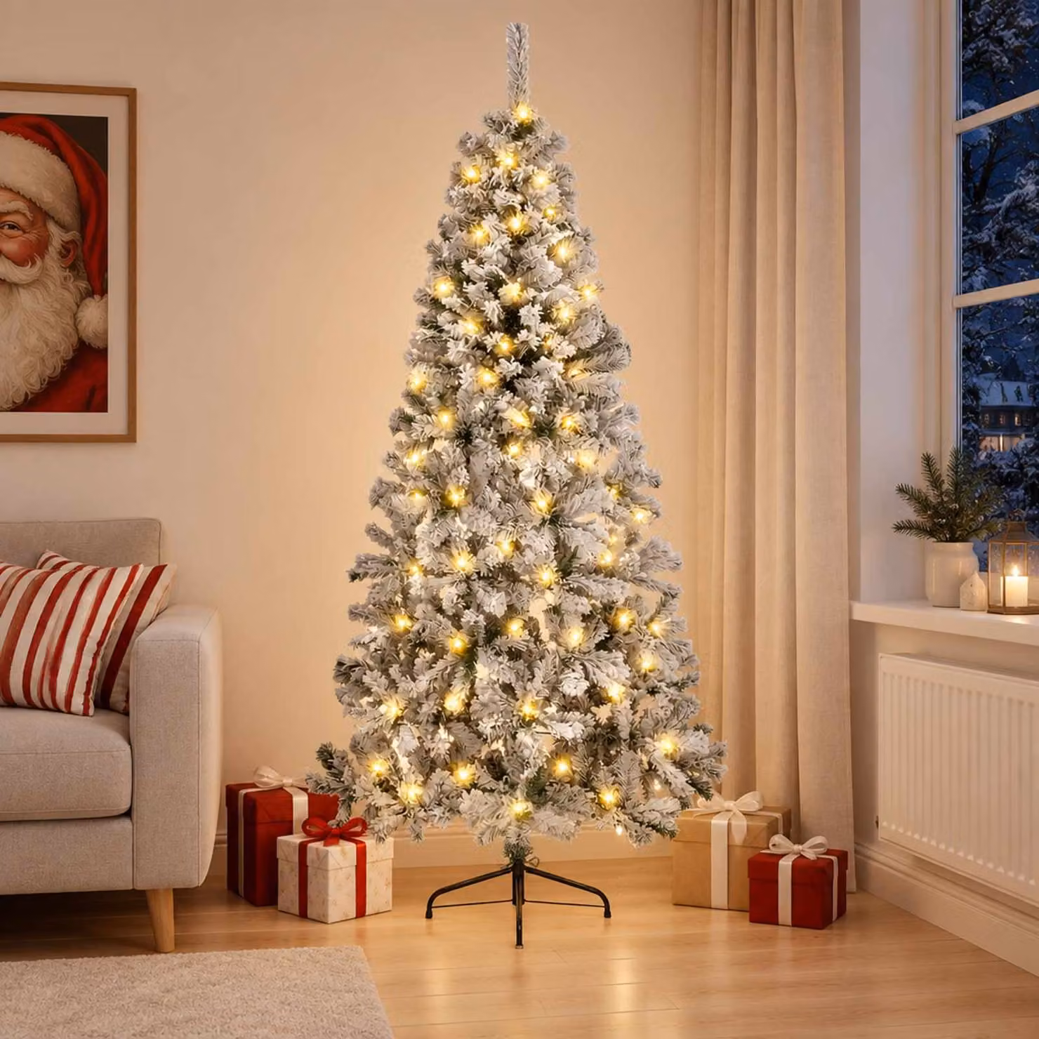 vidaXL Albero di Natale Artificiale con Rami Pieghevoli 210 cm 300 LED