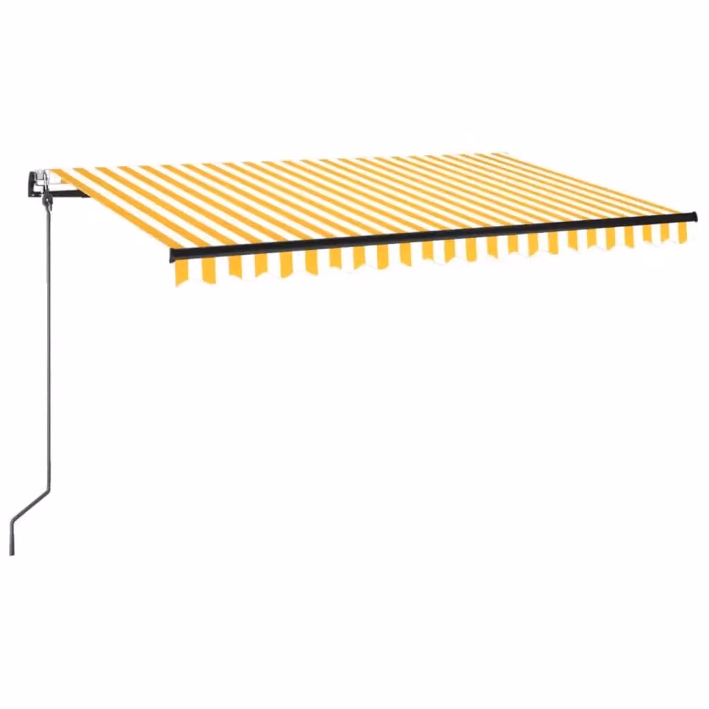 Tenda da sole automatica VIDAXL con sensore vento e LED, colori giallo, bianco e antracite, L 400 cm x P 350 cm – 2