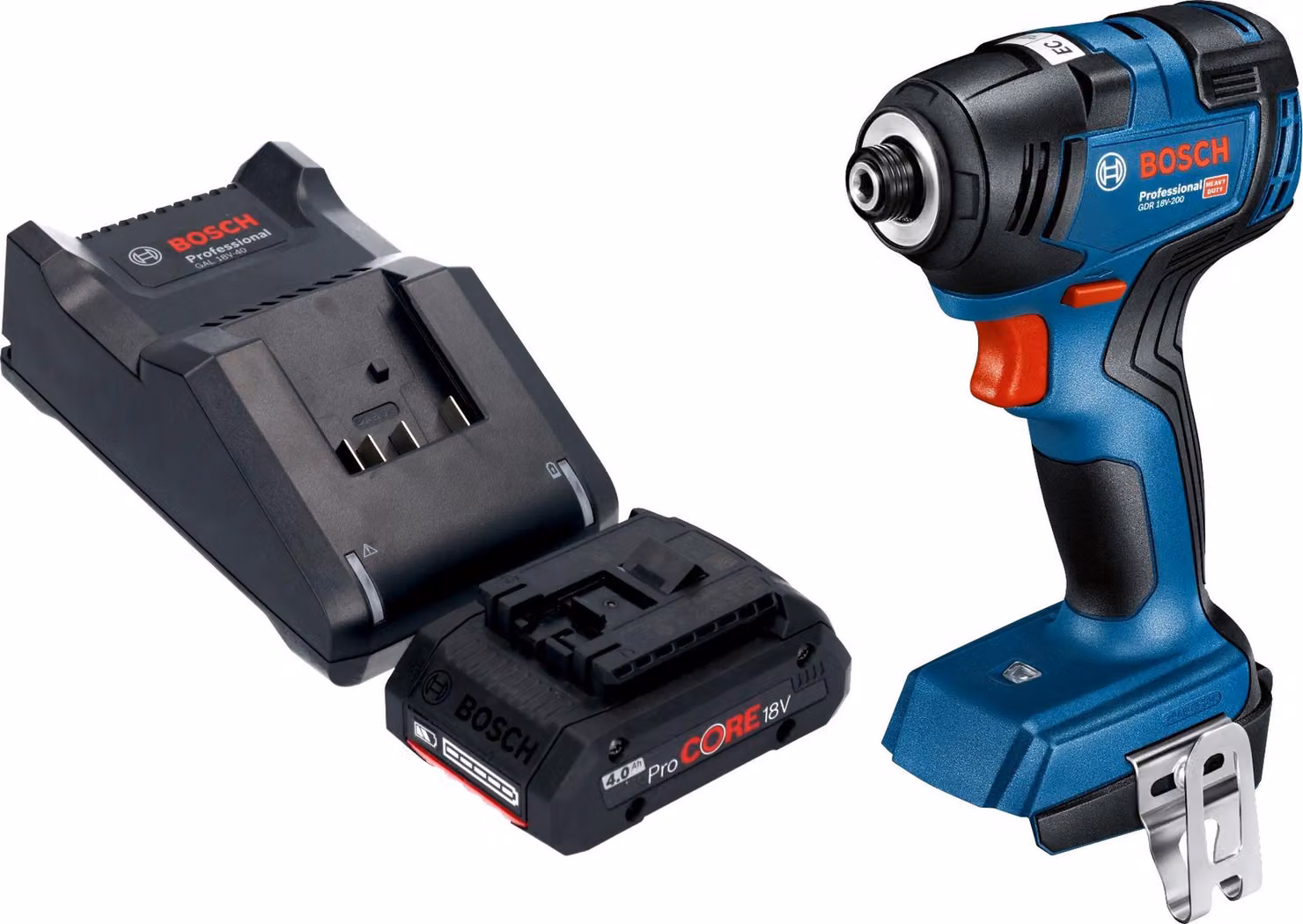 Avvitatore a impatto a batteria Bosch GDR 18V-200 Professional 18 V 200 Nm brushless + 1 batteria ProCORE da 4,0 Ah + caricabatterie
