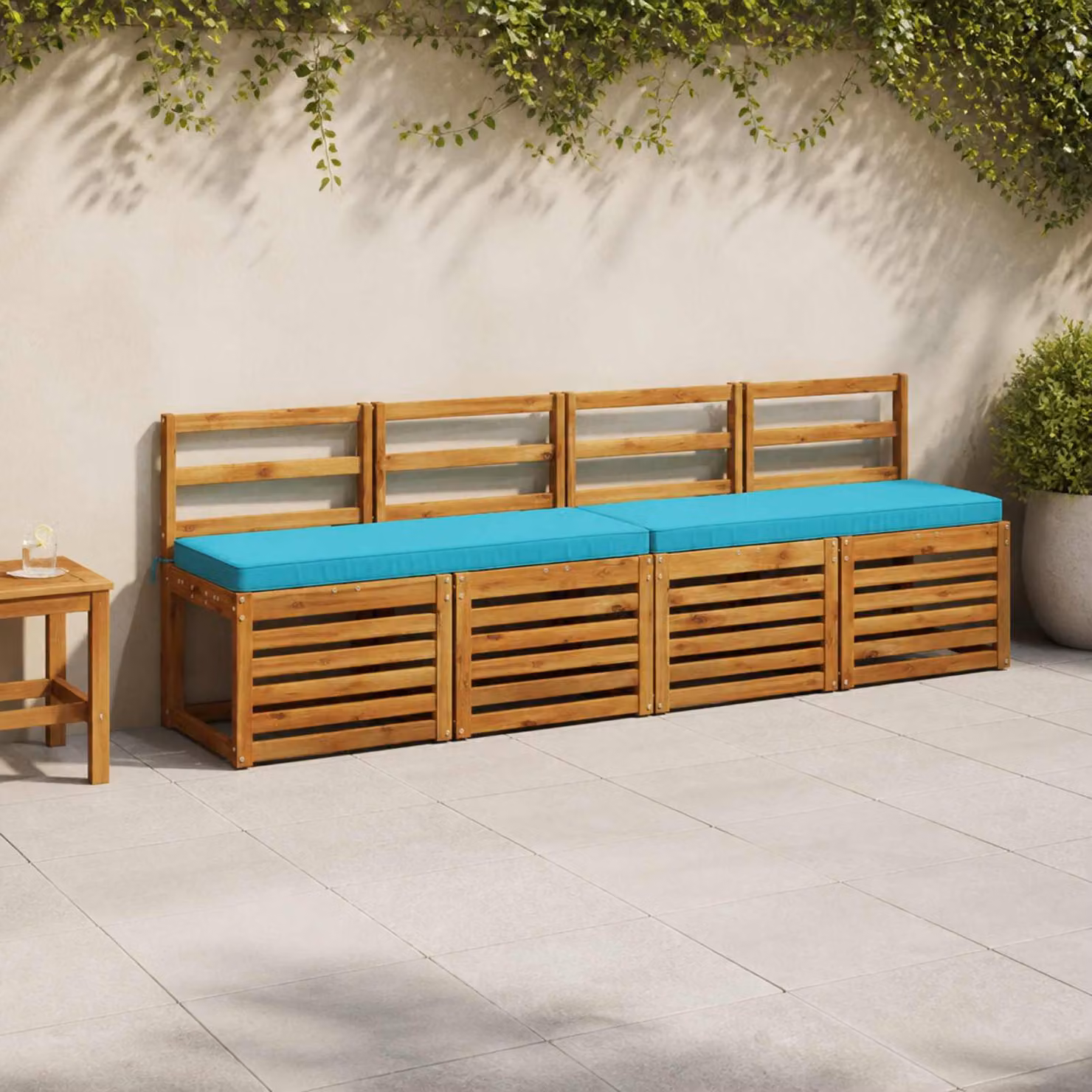 Set di 2 cuscini per panchina vidaXL VUGHT in poliestere color turchese con imbottitura in schiuma e rivestimento rimovibile lavabile