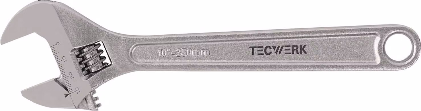 Chiave a forchetta regolabile, portata massima 34 mm, lunghezza 300 mm, con scala di regolazione, marca TECWERK