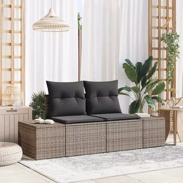 Divano da giardino-Sofa da Giardino-Divano da esterno Grigio 123 x 62 x 69cm polyrattan 589503