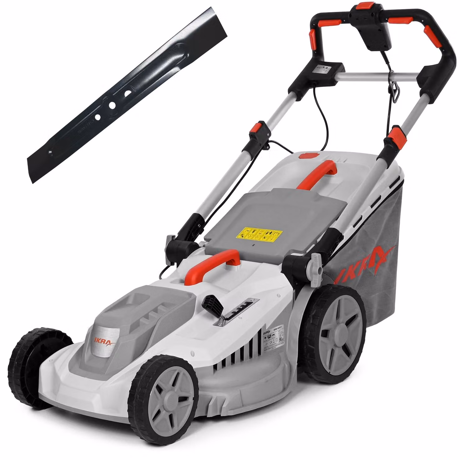 Tosaerba elettrico IKRA IERM 2043 T | 2000 W | Larghezza di taglio 43 cm | 5 altezze di taglio 30-75 mm | Kit mulching | Cestello di raccolta 50 L | Manico regolabile in altezza