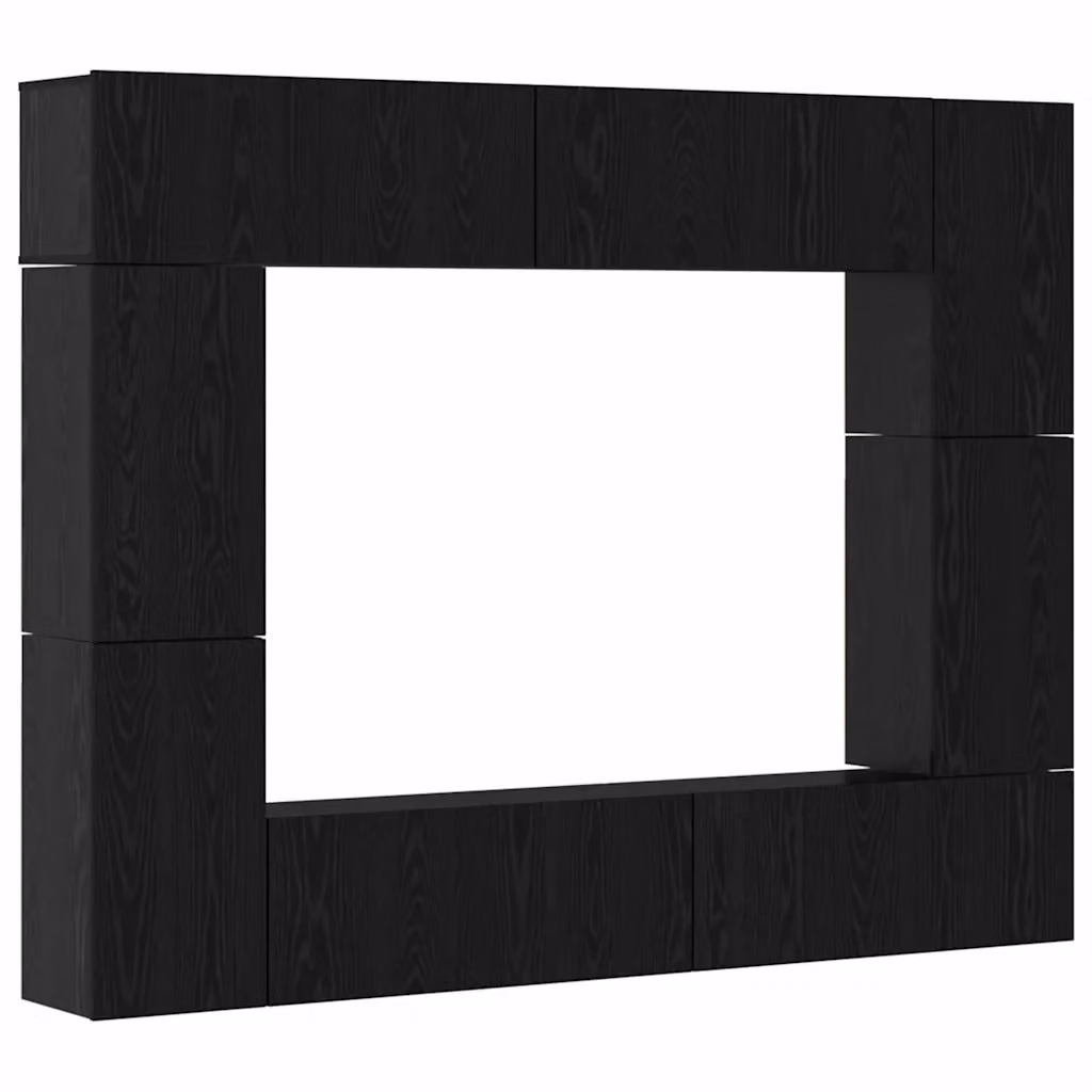 Set mobile TV moderno vidaXL in 8 pezzi colore Rovere e Nero in legno e MDF – 2