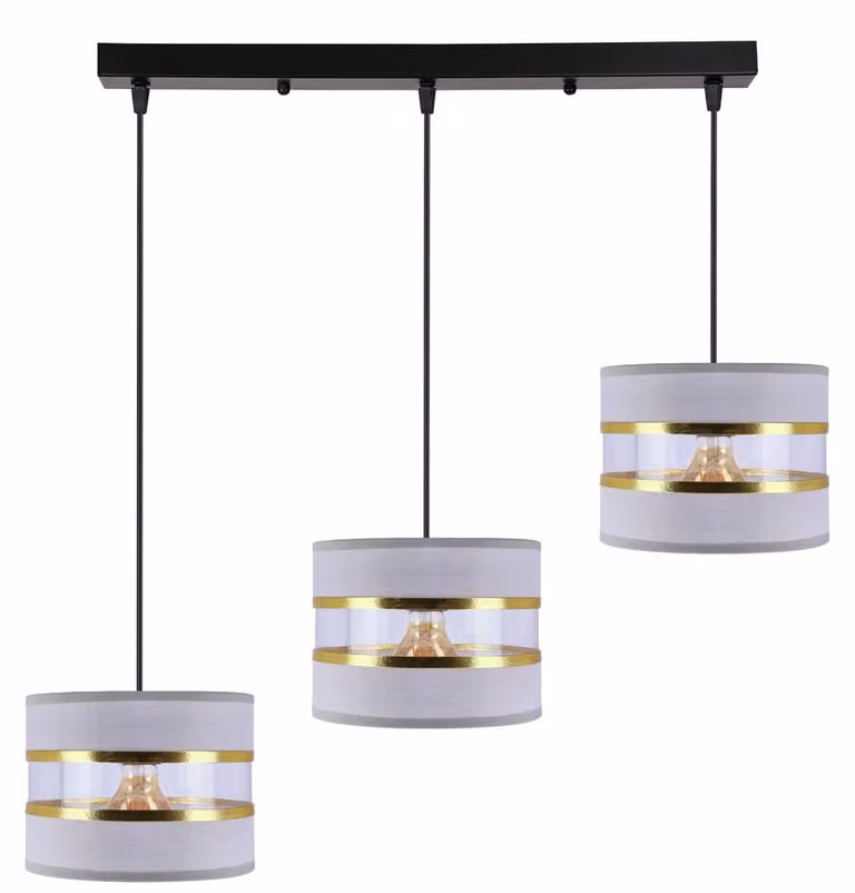 Lampada moderna a sospensione sopra il tavolo da pranzo PANDY - 3xE27, 40W, nero / oro / grigio