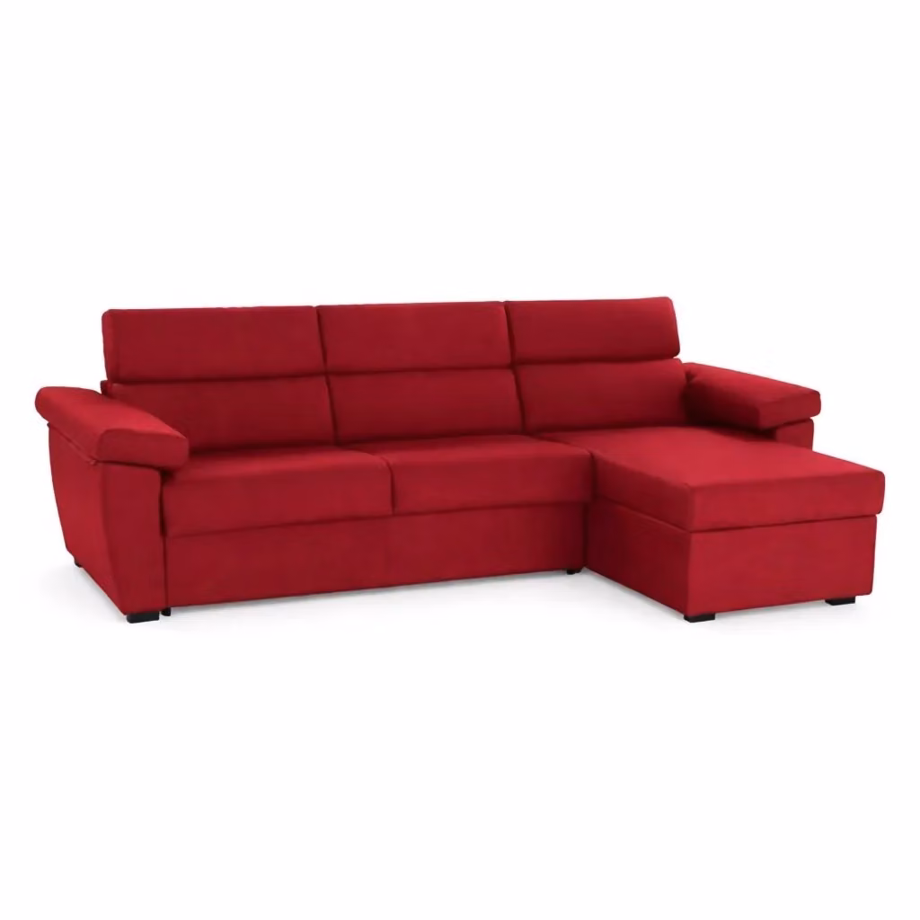 Divano angolare DMORA Ceto rosso con penisola sfoderabile e struttura in legno Made in Italy L/P: 285 x 160 cm – 2