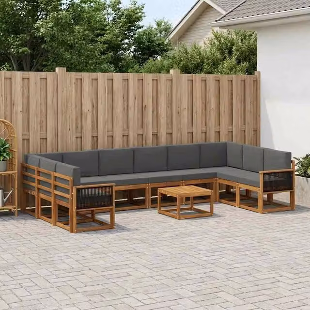 Set di divani da esterno 11 pz Naturale e Antracite 3385593