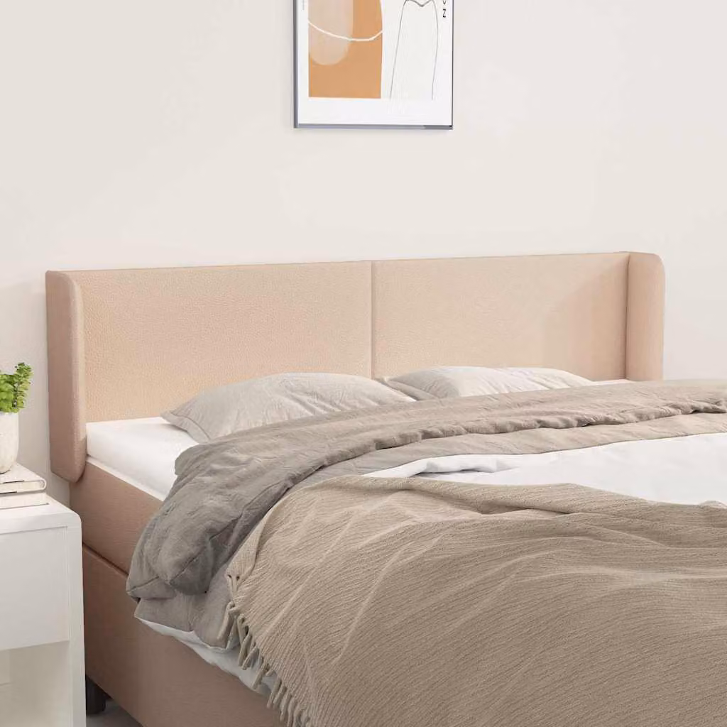 Testiera ad orecchio vidaXL in similpelle color cappuccino, L: 147 cm, P: 16 cm, H: 78-88 cm