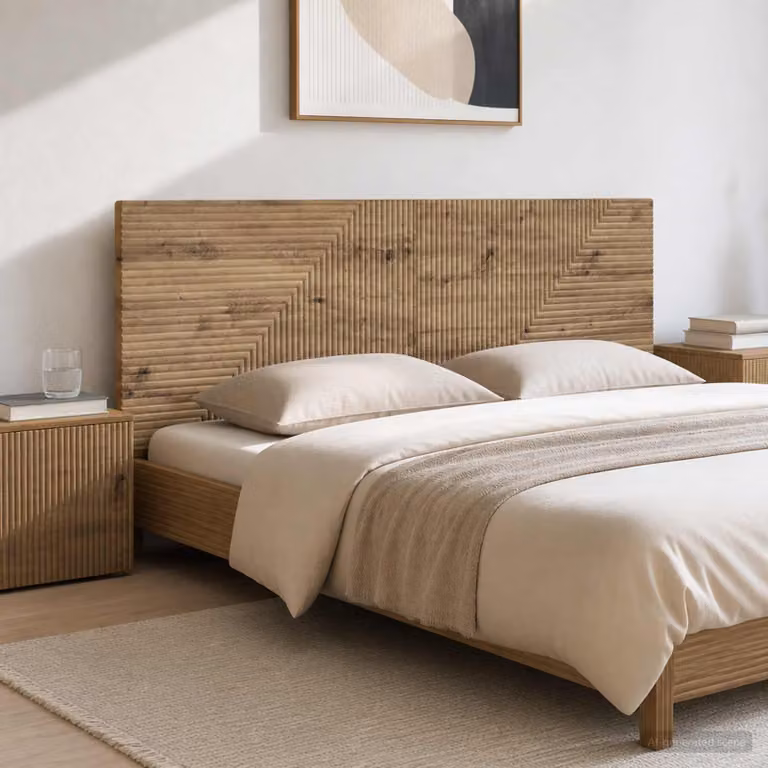 Testiera da muro vidaXL HAARLEM in legno Rovere, marrone, con ripiano integrato e scomparti laterali