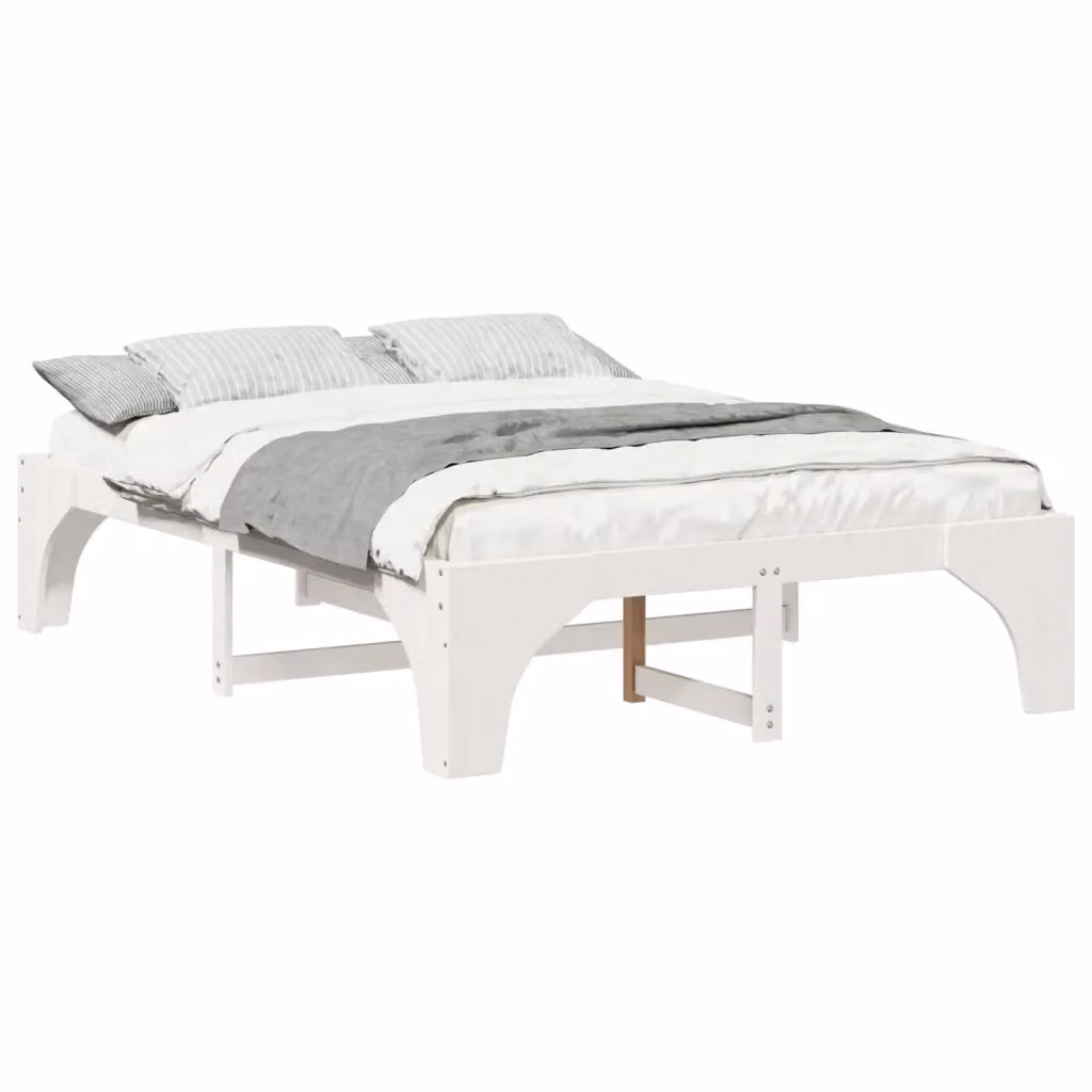 Letto in pino massello bianco con struttura, giroletto e rete a doghe fisse L/P/H: 200 x 140 x 40 cm – 2