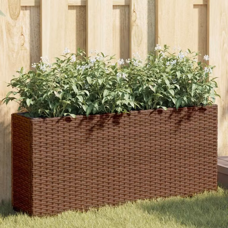 Fioriera con 2 vasi vidaXL in polyrattan marrone L: 90 cm, P: 20 cm, H: 40 cm