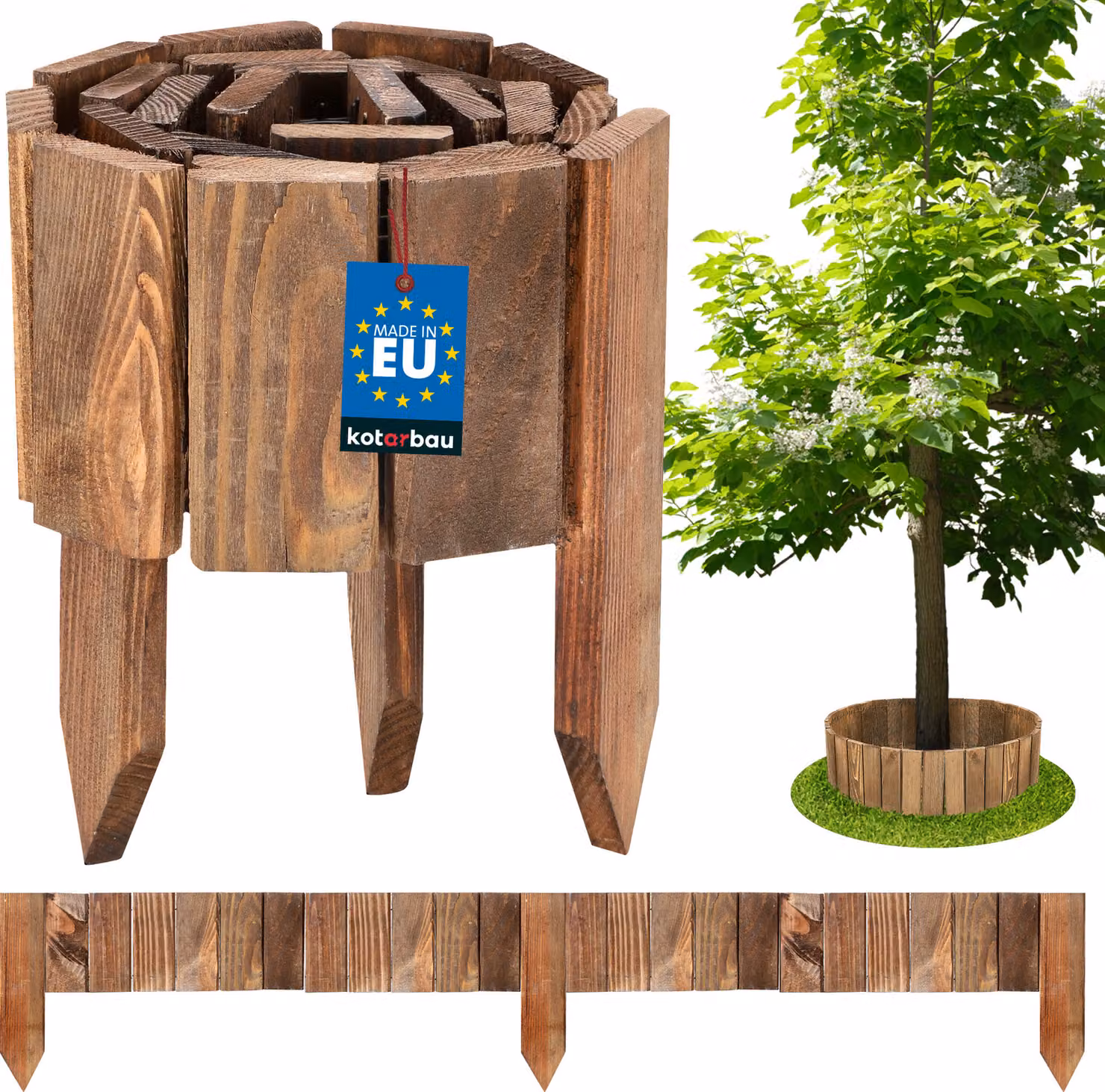 KOTARBAU® Staccionata in Legno per Giardino 110x10cm Recinzione Giardino Esterno in Legnomarrone Steccato per Giardino