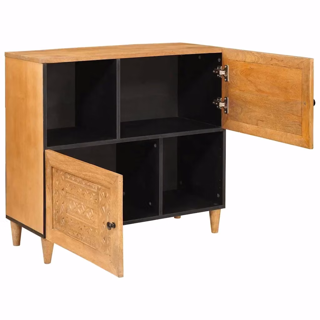 Credenza moderna vidaXL in legno di mango massello marrone L: 80 cm, P: 33 cm, H: 75 cm – 2