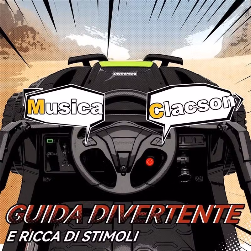 Macchina elettrica Kawasaki per bambini con telecomando e musica, 12V, Nero – 2