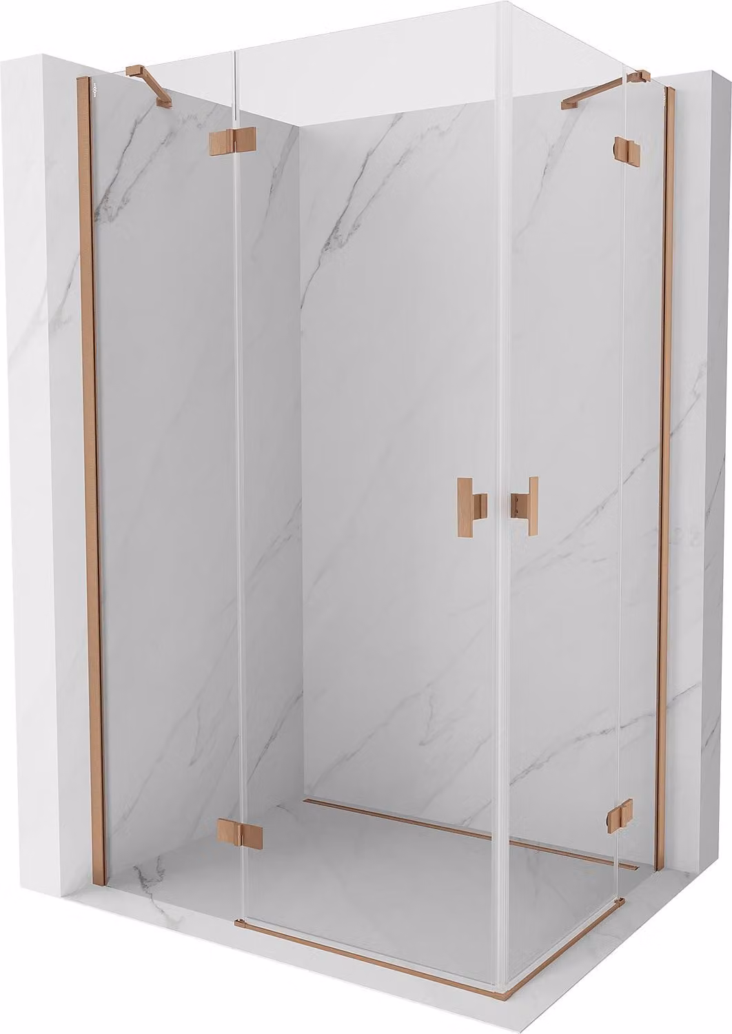 Mexen Mist-H Duo cabina doccia a battente destra 110 x 120 cm, trasparente, rame spazzolato - 8A5-110L-120P-65-00