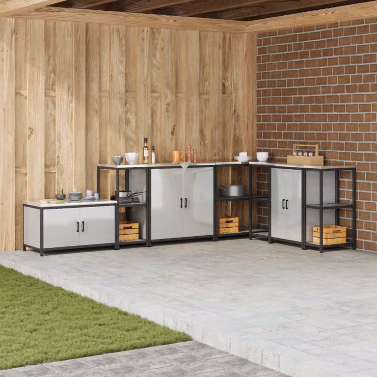 Unità di scaffali per cucina vidaXL HATTEM in metallo argento, L 40 cm x P 50 cm x H 92 cm