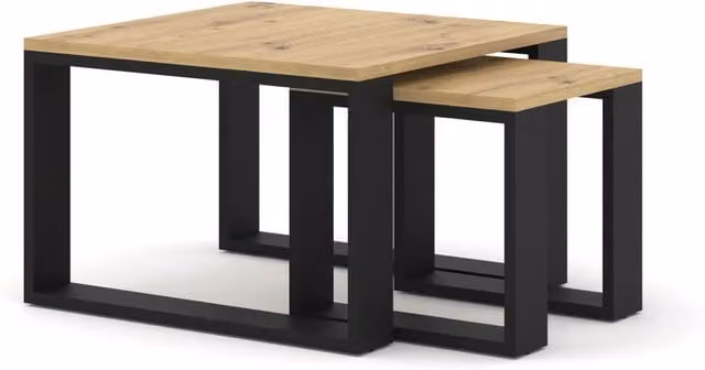 Tavolino Nuka M Bim Furniture in legno color rovere e nero con piano rettangolare moderno