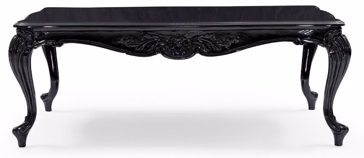 Casa Padrino Tavolino barocco nero - Tavolo da salotto in legno massiccio fatto a mano in stile barocco - Mobili da salotto in stile barocco - Mobili barocchi - Nobile e magnifico