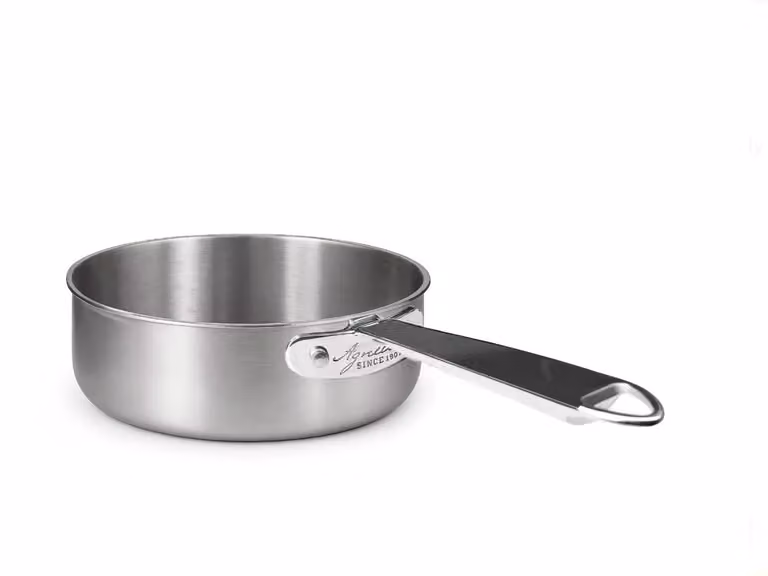 Casseruola Bassa in alu-inox 3ply satinato, per induzione con un manico, diam. 16cm