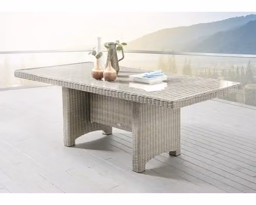 Tavolo da giardino Destiny Tavolo Luna Bianco Tavolo in vimini Polyrattan 200 x 100 Tavolo da pranzo