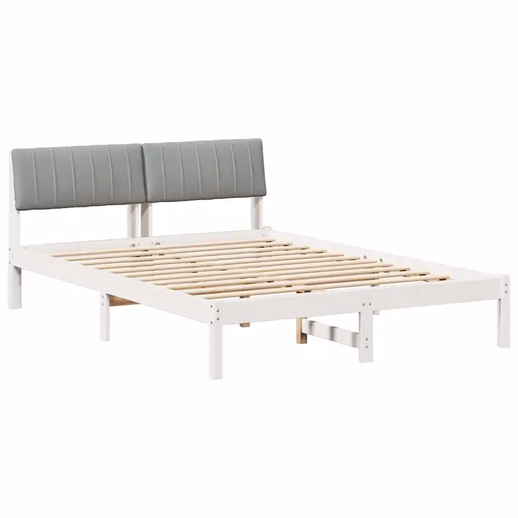 Struttura del letto vidaXL in legno di pino bianco e grigio L/P/H: 140 x 190 cm – 2