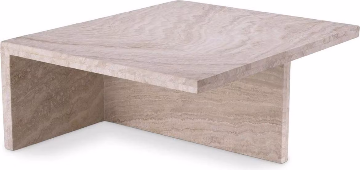 Casa Padrino Tavolino in travertino beige 70 x 60 x H. 28 cm - Tavolo da soggiorno in pietra naturale - Mobili da soggiorno - Mobili in pietra naturale - Mobili in travertino - Mobili - Arredamento