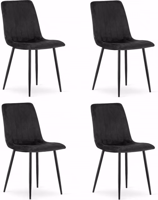 Set di 4 sedie Valora JEWA in velluto nero con design ergonomico e struttura in metallo per soggiorno e ufficio
