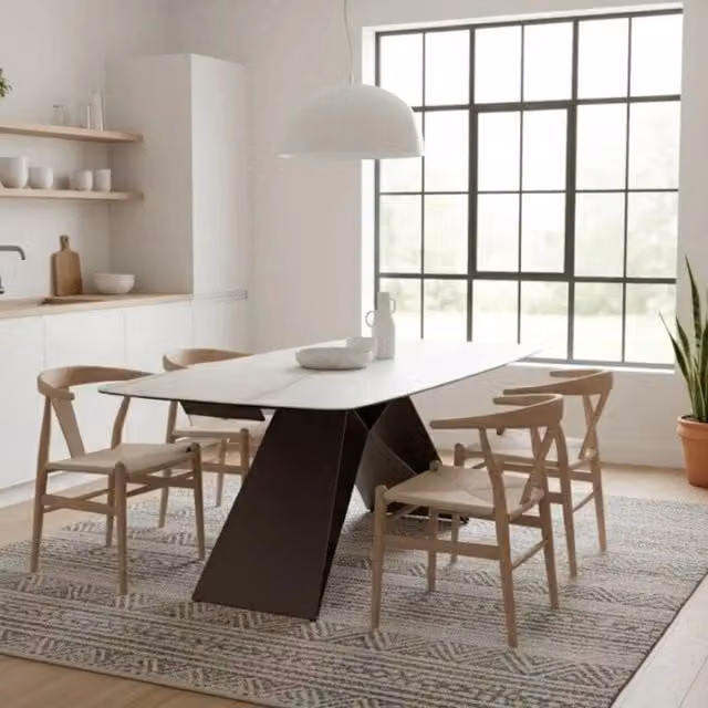 Tavolo da pranzo allungabile Cruise Duzzle in ceramica effetto marmo calacatta e vetro, L: 200-280 cm, P: 100 cm, H: 76 cm, colori bianco, oro e bronzo – 1