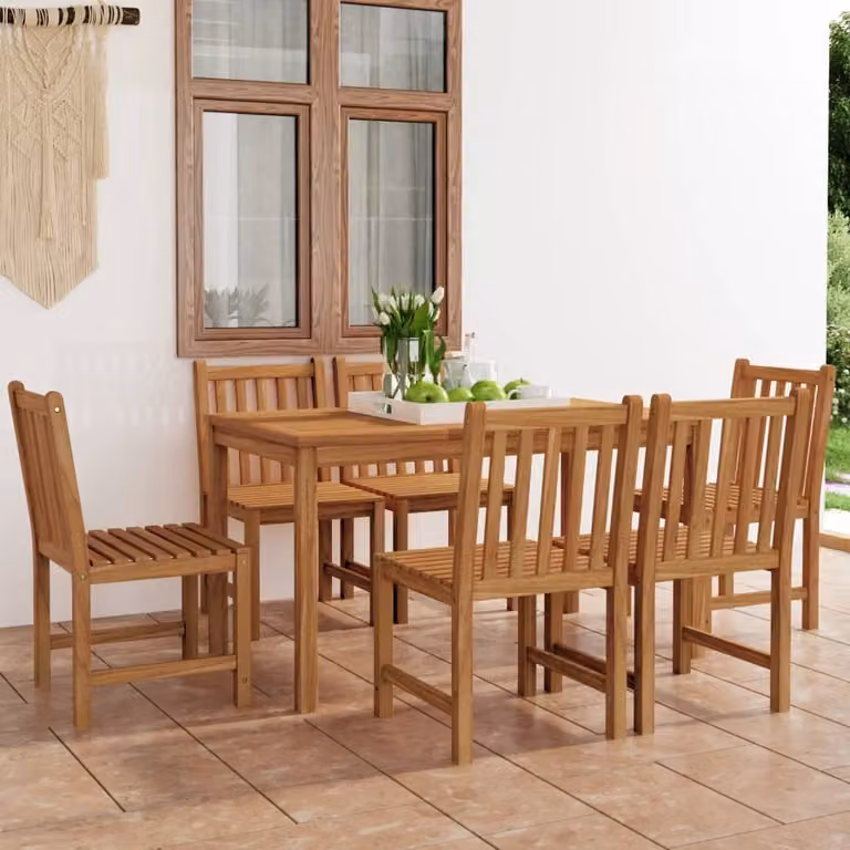 The Living Store 7 pezzi. Set da pranzo da giardino in legno massiccio teak
