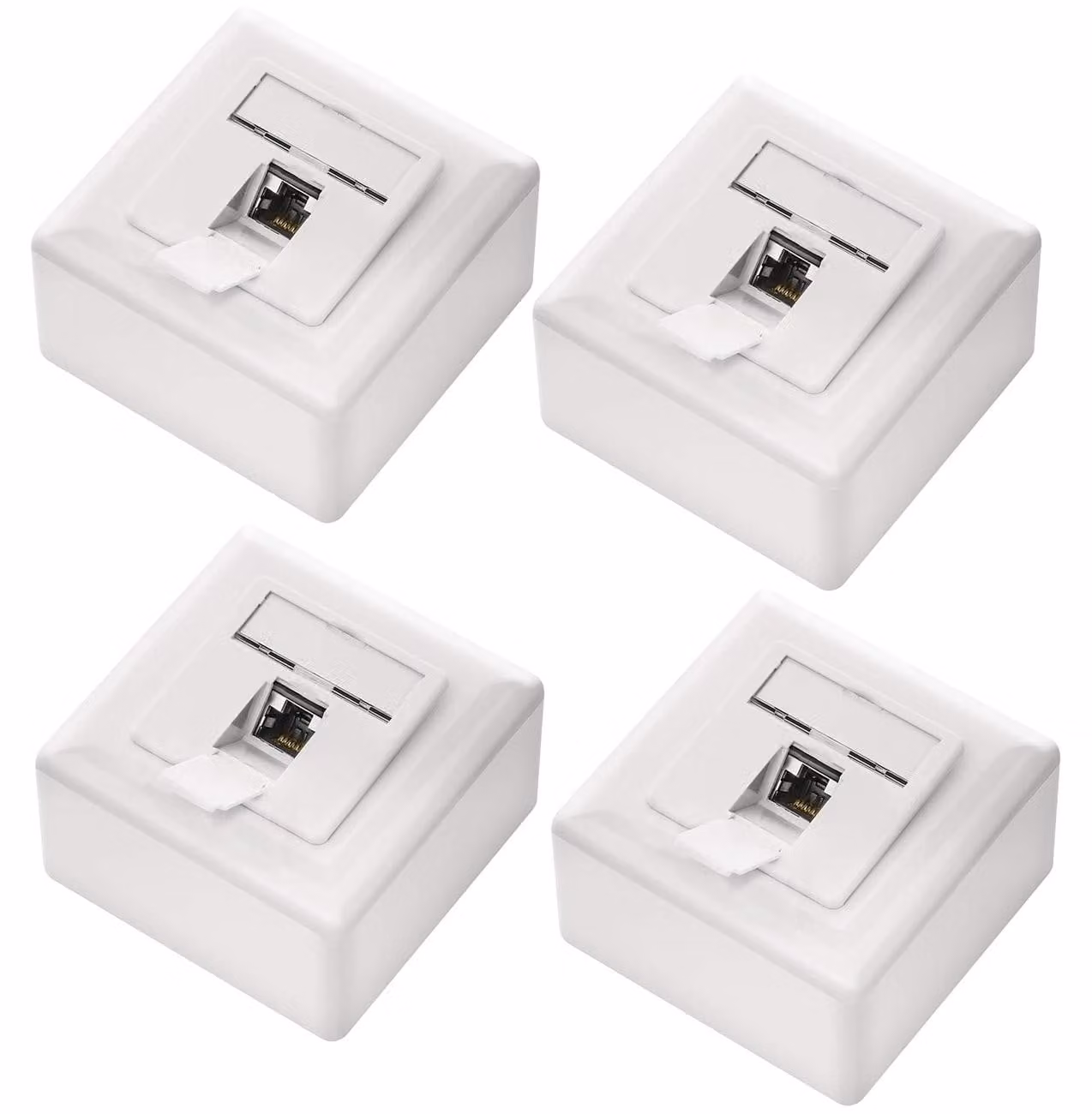 deleyCON, modulo universale per rete CAT6a, 1 porta RJ45 schermata, confezione da 4, colore bianco