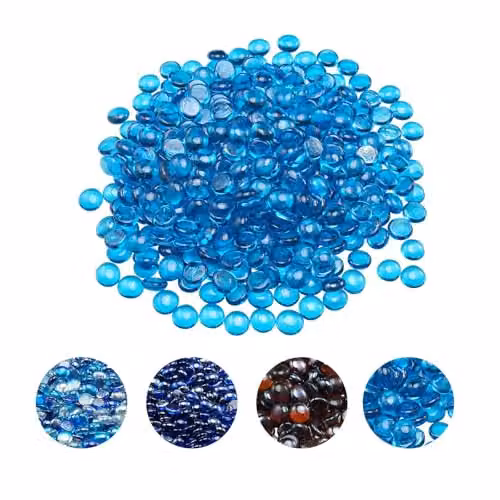 VEVOR Vetro per Caminetto, 9,0 kg, Resistenti alle Alte Temperature, 19,05 mm di Spessore, Riflettente, per Braciere, Pietra ad Alta Lucentezza, per Tavolo da Braciere, Blu Caraibico