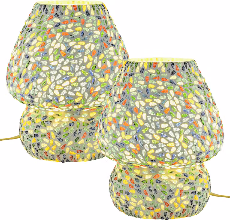2er Set Boho Deco Lampada da comodino Tavolo da notte Lampada da tavolo a mosaico