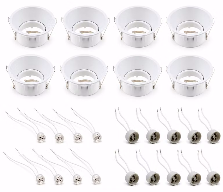 Faretto a incasso, orientabile, compatibile con lampade GU10 e MR16, 8 pezzi, forma rotonda, colore bianco, no