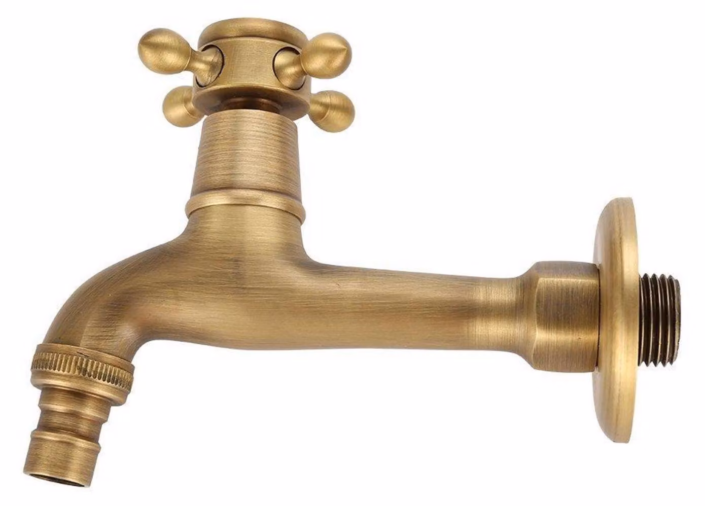 Rubinetto per lavatrice, ottone, attacco G1/2, maniglia a croce, 12,5 cm, stile vintage
