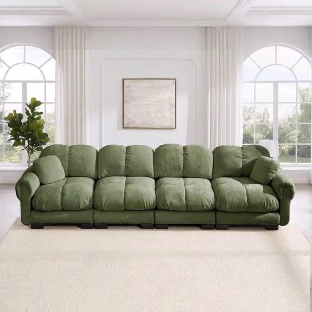Poltrona Relax Minimal Verde in Tessuto Imbottita con Braccioli e Schienale Ergonomico
