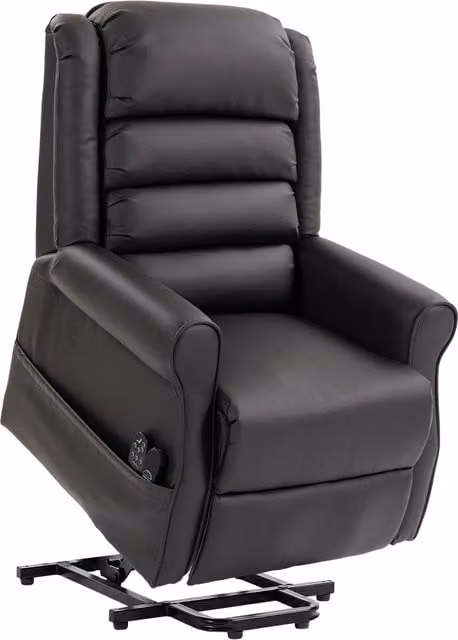 Poltrona elettrica alzapersone HOMCOM con massaggio e riscaldamento in pelle PU, marrone