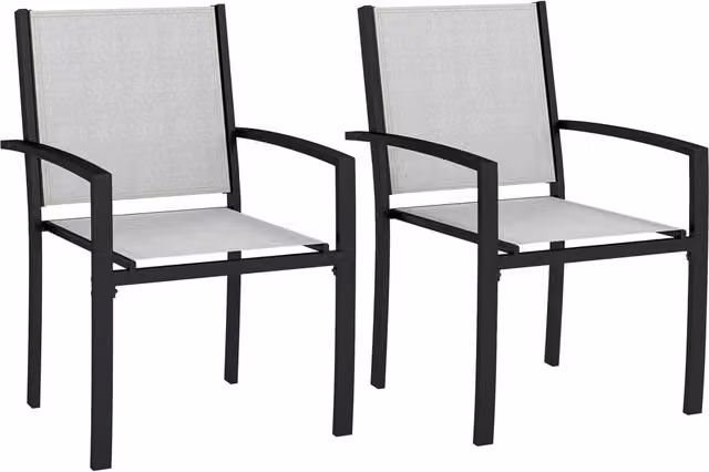 Sedia da giardino impilabile con braccioli Minimal in acciaio grigio chiaro e tessuto textilene L/P/H: 60 x 65 x 85 cm