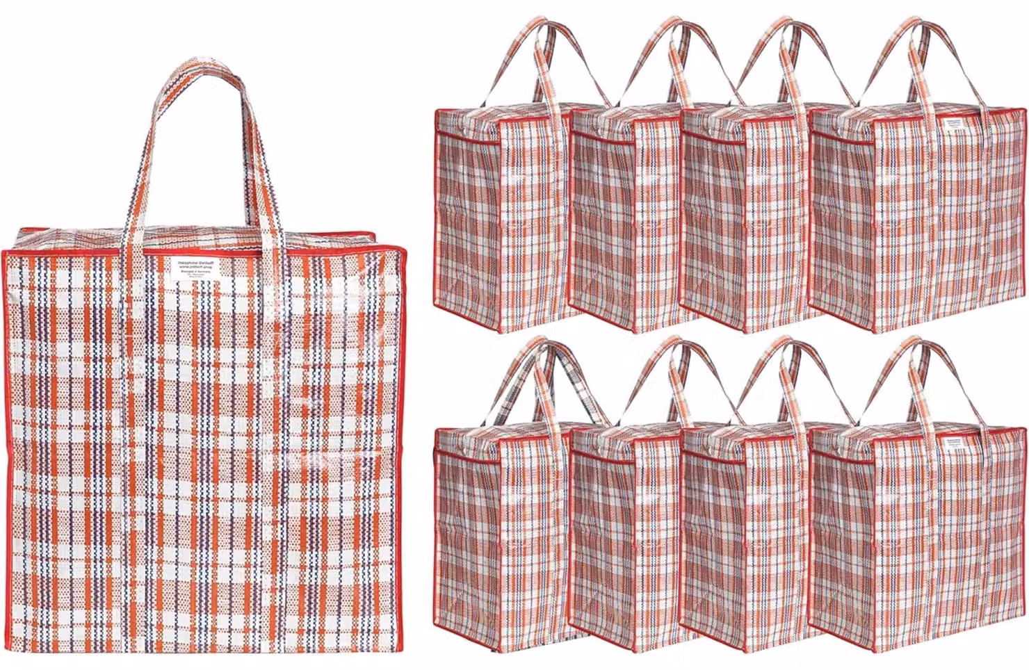 Set di 9 sacche impermeabili da 75 litri con cerniera, colore rosso