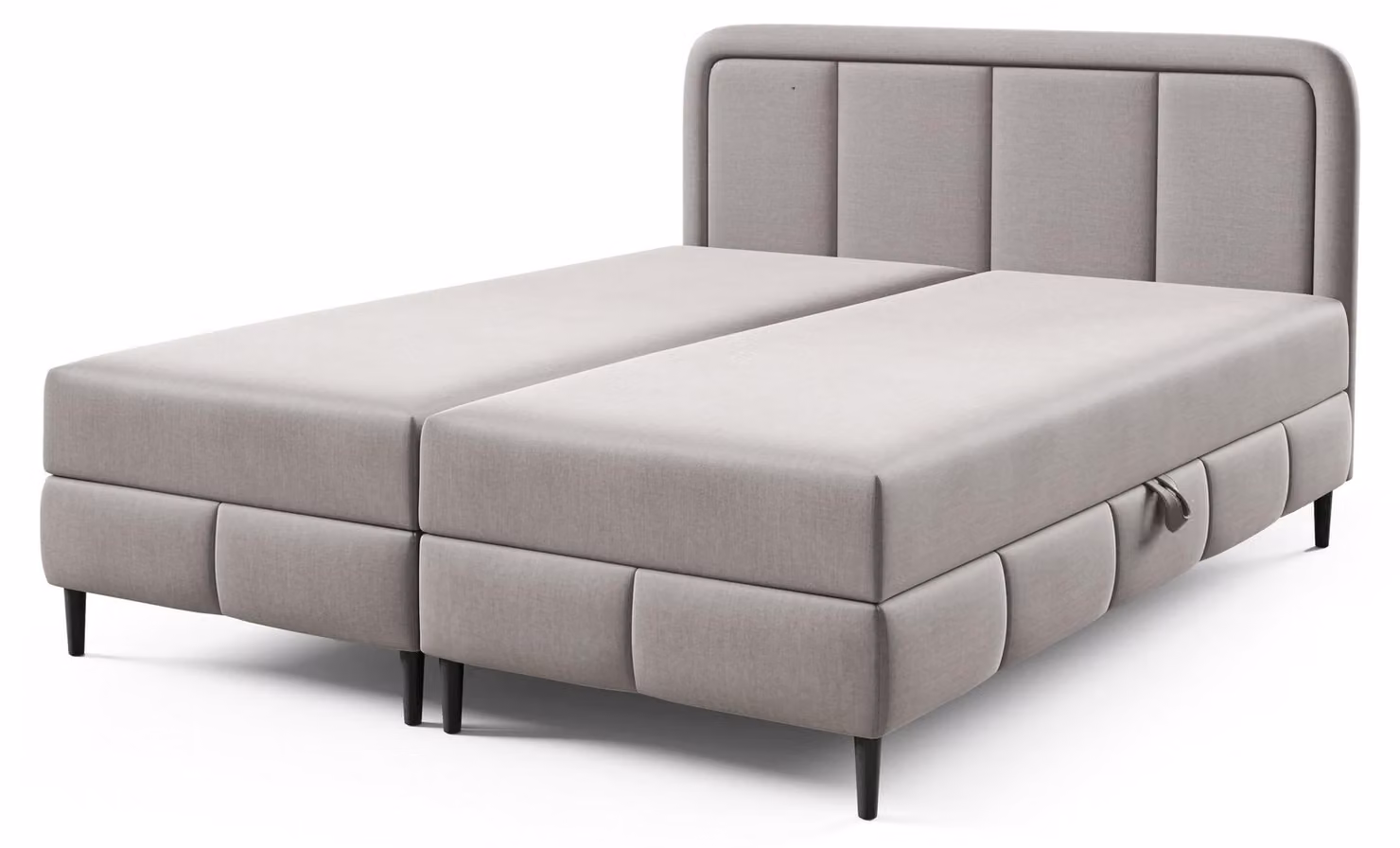 Letto con rete a molle, rivestito in tessuto effetto pelle grigio. Dimensioni: 180 x 200 cm