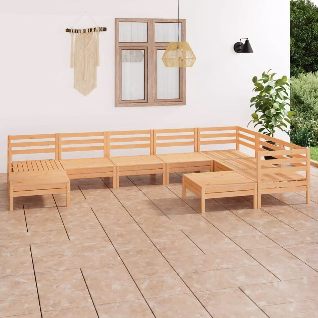 The Living Store Set da giardino in pino massiccio da 9 pezzi